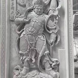 哈密 芝麻灰花岗岩人物雕刻——多闻天王